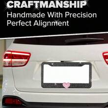 2PCS Glitter Diamond License Plate Frame Set, Stainless Steel Rhinestone Frame With Sparkling Screw Caps, Multi-Color Pink Heart Design, Girls Car Decor Accessories, Easy Install & Durable, Personalized Auto Upgrade - Black 2pcs - View 3