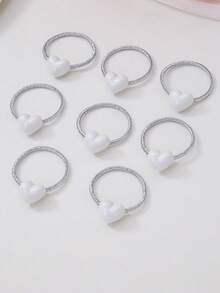 Bộ 10 chiếc dây buộc tóc nhỏ bằng thun màu trắng hình trái tim và lấp lánh bạc, kiểu dáng tối giản, phong cách công chúa dễ thương, phù hợp sử dụng hàng ngày, nhẹ nhàng cho tóc. - trắng - Xem 4