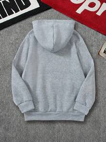 3pcs/Set Teens/Boys' Casual Solid Color Minimalist Sweatshirt Sweatshirt With Pocket, Spring/Autumn - Army Green - View 4
