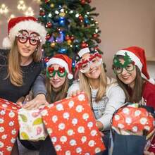 12pcs Christmas Glasses Frame Headband Santa Hat Reindeer Funny Gift Set, Christmas Student Costume Party Decoration Combo - Multicolor - View 5
