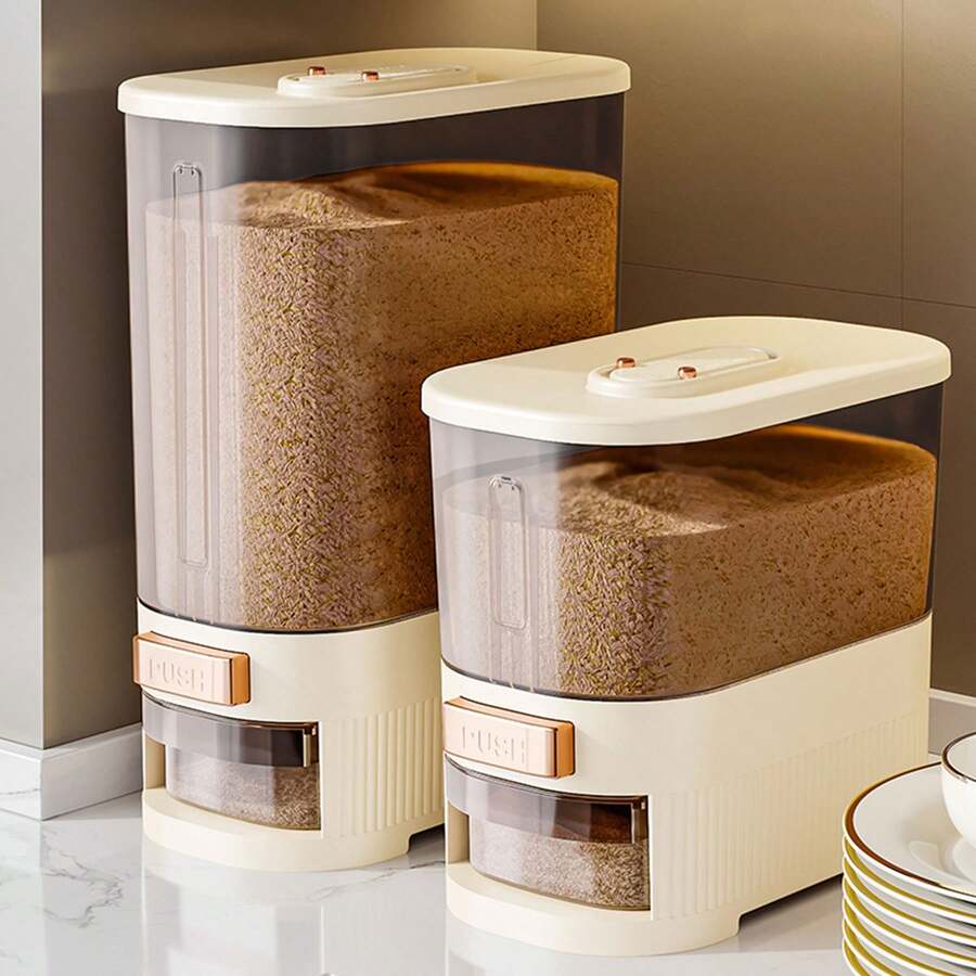 Pressure Rice Bucket Sealed Anti-Insect Anti-Moisture Plastic Rice Canister, Transparent Kitchen Crevice Grain Storage Bucket, Pressure Simple Smooth Dispensing, Space-Saving, Household Essential - Multicolor - View 1