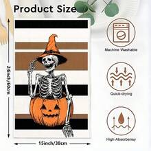1 Set/1 Stück/2 Stücke Halloween Kürbis Schädel Muster Geschirrtücher, geeignet für Restaurants, Küchen, Badezimmer, tägliche Dekoration, tägliche Familienfeiern, Heimdekoration und bunte Haushaltsgegenstände. Sie können auch als Geschenke verwendet werden. - Verschiedenfarbig - Übersicht 9