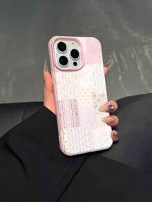 Floral Patchwork Mobile Phone Case, Designed With Delicate Flowers And Pastel Colors, Suitable For IPhone 16, 15, 14, 13, 12 And 11 Pro Models, Made Of TPU Material, And Provides Shockproof Protection. Perfect For Family, Friends, Children, Birthdays, Spring, Holidays, Boyfriends, Girlfriends, And Valentine's Day Gifts - 粉紅色44 - 查看 4