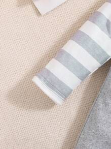 2pcs/Set Newborn Baby Boy Clothes Little Brother Romper Jumpsuits, Cute Infant Clothing Set