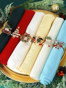 2-6pcs Christmas Napkin Rings Set, Deer, Christmas Tree, Vintage Gold Wreath, Candy Cane, Christmas Table Decor Napkin Holders, Christmas Party Napkin Rings - Multicolor - View 5