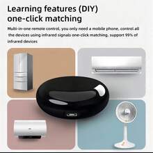 Control remoto inteligente WiFi con graffiti, control remoto inteligente para el hogar universal, control de un solo botón para aire acondicionado, TV, DVD, CD, audio, TV satelital, etc., compatible con Alexa y Assistant, control a través de la aplicación Smart Life, sin necesidad de hub - Negro - Ver 3