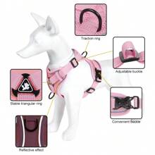 1 件装反光透气宠物胸背带牵引绳，背心式胸带，适用于狗猫，可用于猫/狗 - 粉色 - 查看 4