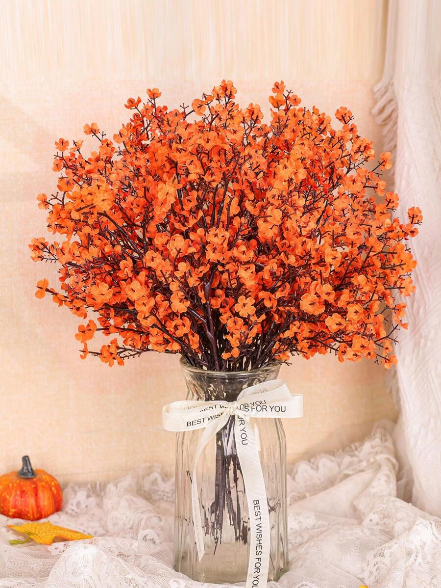 10/6PCS Artificial Autumn Baby's Breath Flower Bouquets. Modern-Style Artificial Flower Bundles Suitable For Autumn Home Decor, Fake Plants, Fall Decorations, Room Decor, Desk Decor, Bedroom Decor, Garden Decor, And Indoor Decoration Items.