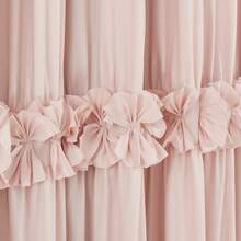 Shabby Chic Window Curtains With Blackout Liner, Boho Ruched Window Treatments With 3 Rows Of Butterfly Flowers, Rustic Rod Pocket Drapes For Living Room, 54"W X 84"L, 2 Panels - Peach Pink - Xem 4