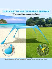 Tienda de campaña para playa y exterior, refugio solar, toldo de camping a prueba de viento, de una sola pieza, con protección UPF50+, tienda de campaña portátil para familia