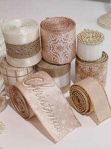 1Roll Christmas Wired Ribbon Champagne Themed Ribbon With Snowflake Merry Christmas Golden Glitter Xmas Ribbon 2.2yards For Christmas Tree Wreath Garland Decor Supplies Holiday Gift Wrapping Home Party Decorations Home Decor Christmas Decorations Room Decor Winter