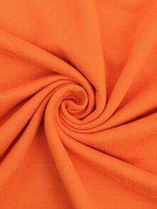 Áo thun nữ Y2K cổ tròn tay ngắn màu trơn độc đáo, nhẹ và thời trang - trái cam - Xem 3