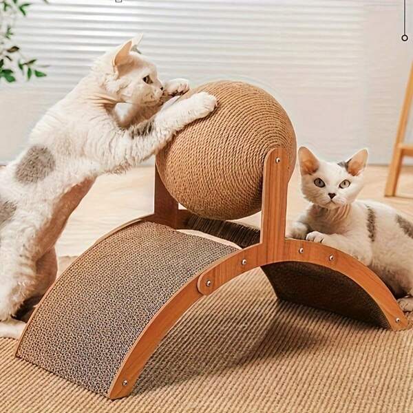 Cat Scratching Post With Ferris Wheel Shape, Cat Scratch Pad, Cat Scratch Toy, Suitable For Small Cats, Dogs, Rabbits And Other Pets. Wear-Resistant And Non-Shedding, Sisal Ball For Indoor Cats And Pet Interaction, Essential Item For Cat Owners.