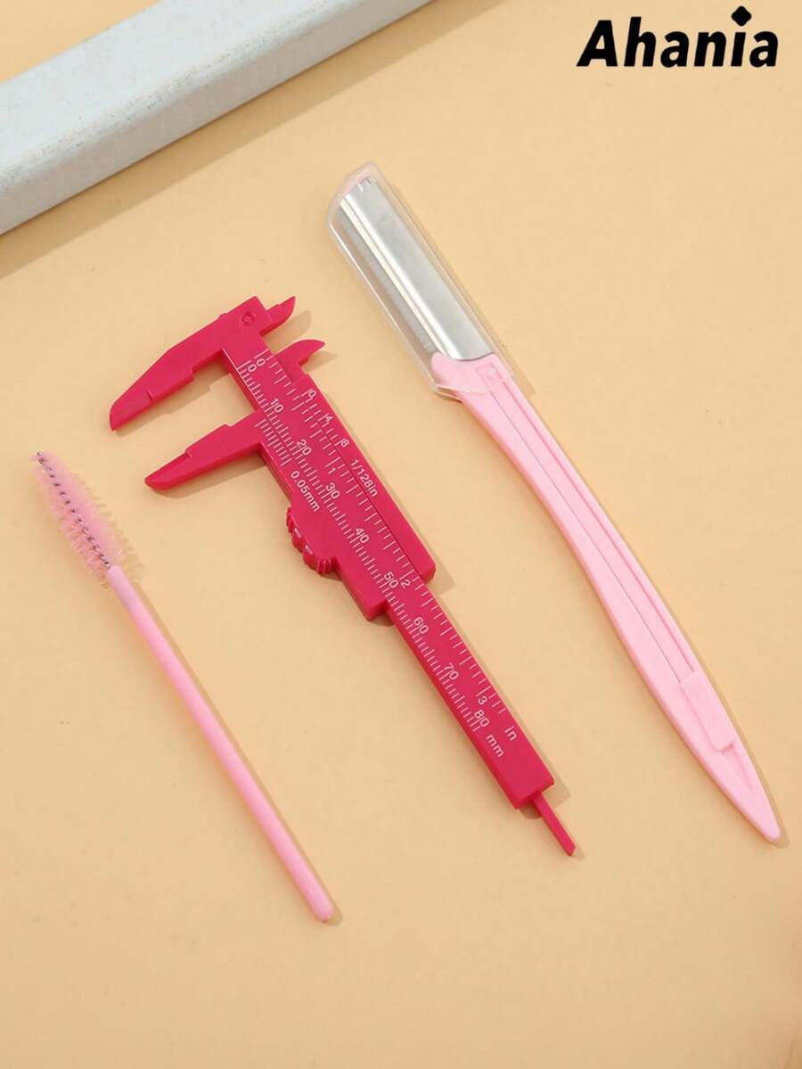 Ahania Eyebrow Designer Kit 1 Eyebrow Razor + 1 Caliper + 1 Eyelash Brush - 彩色 - 查看 1
