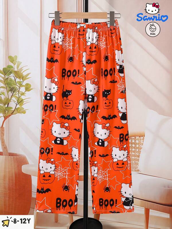 Sanrio Sanrio lizenzierte Hello Kitty bedruckte Schlafanzughose, dünnes Design für Mädchen, ideal für Frühling und Herbst, neue lässige Heim- und Studentenwohnheim-Schlafanzughose, angenehmer Stoff, perfektes Geschenk für Töchter