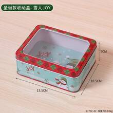 1pc Merry Christmas Transparent Rectangular Santa Claus Candy Box, Iron Biscuit Chocolate Gift Packaging Tin Box, Christmas Decor, Airtight Cookie Tin