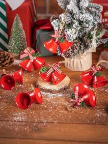 4pcs Iron Christmas Decoration Bells, 4 Different Colors, Decorated With Lace Mesh And Berry Patterns. They Have A Wind Chime-Like Effect, Creative Men's Gift, Personalized Gift, Suitable For Valentine's Day, Easter, New Year, For Both Men And Women. - Double-headed Bell - View 6