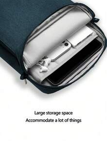 Navy Blue Nylon Shoulder Messenger Bag, Suitable For 11"/13" Tablet Sleeve, Portable Multifunctional Laptop Bag - Navy Blue - View 3