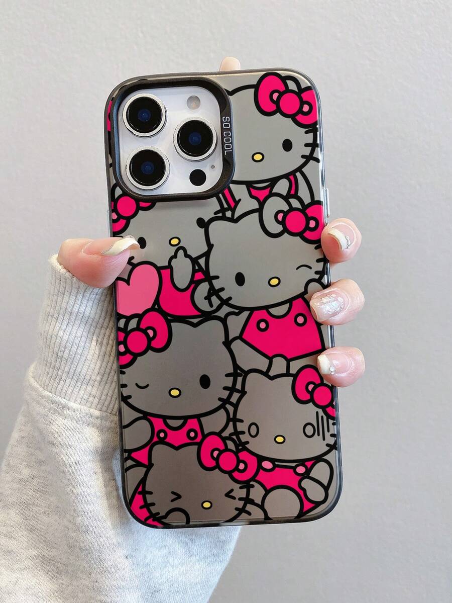 SANRIO IP元素防震时尚手机壳 猫咪元素时尚手机壳 IP元素时尚手机壳 KT猫激光壳 磨砂渐变蝴蝶结小猫全身防震手机壳 春季礼物 生日 国际版 非国内版 春季派对礼物 生日 - 黑色 - 查看 1