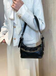 复古时尚小众设计皮革拉链单肩包