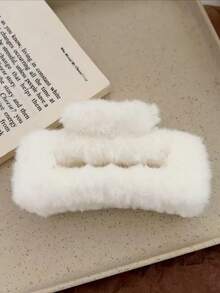 4 pièces Nouveaux clips carrés en peluche grande taille pour l'automne/l'hiver, pinces à cheveux, accessoires pour cheveux pour femmes. Pinces à cheveux mode automne, accessoires automne, pince à cheveux pour la beauté, pour la maison, pour les cadeaux, pour les tenues de vacances pour femmes - Multicolore - Voir 3