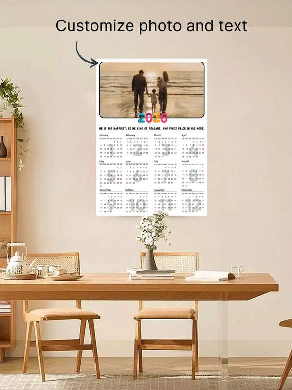 Custom Photo 2026 Wall Calendar, Unique Personalized Photo Gift, Personalized Calendar Wall Decoration With Your Photo And Blessings For Home Living Room Dining , Office, Best Gifts Birthday Graduation