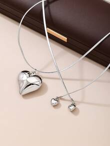 1 pieza Dije con colgante de corazón dorado de moda y lindo, colgante con forma de corazón 3D con decoración de pequeños corazones adorables, collar de varias capas adecuado para festivales, citas y uso diario