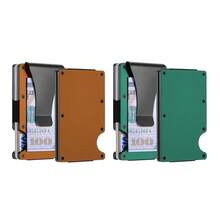 1 Or 2-Pack: RFID Blocking Slim Credit Card Holder Wallet For Men – Minimalist, Scratch-Resistant, With Removable Money Clip | Modern, Durable, Everyday Carry - 綠色和棕色 - 查看 2