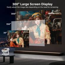 HD Smart Projector, Native 1080P, 8-Inch Smart Touch Screen, Supports 4K, WiFi 6, Android 12, Auto Focus, Auto Trigonometric Correction, 180° Rotating Gimbal, Desktop Mount, HD TV Output, Compatible With Phones, Laptops, TV Sticks, Wide Compatibility, Built-In Speakers, Perfect For Home Theater, Gaming Entertainment - UK Plug(220-240V) - View 5