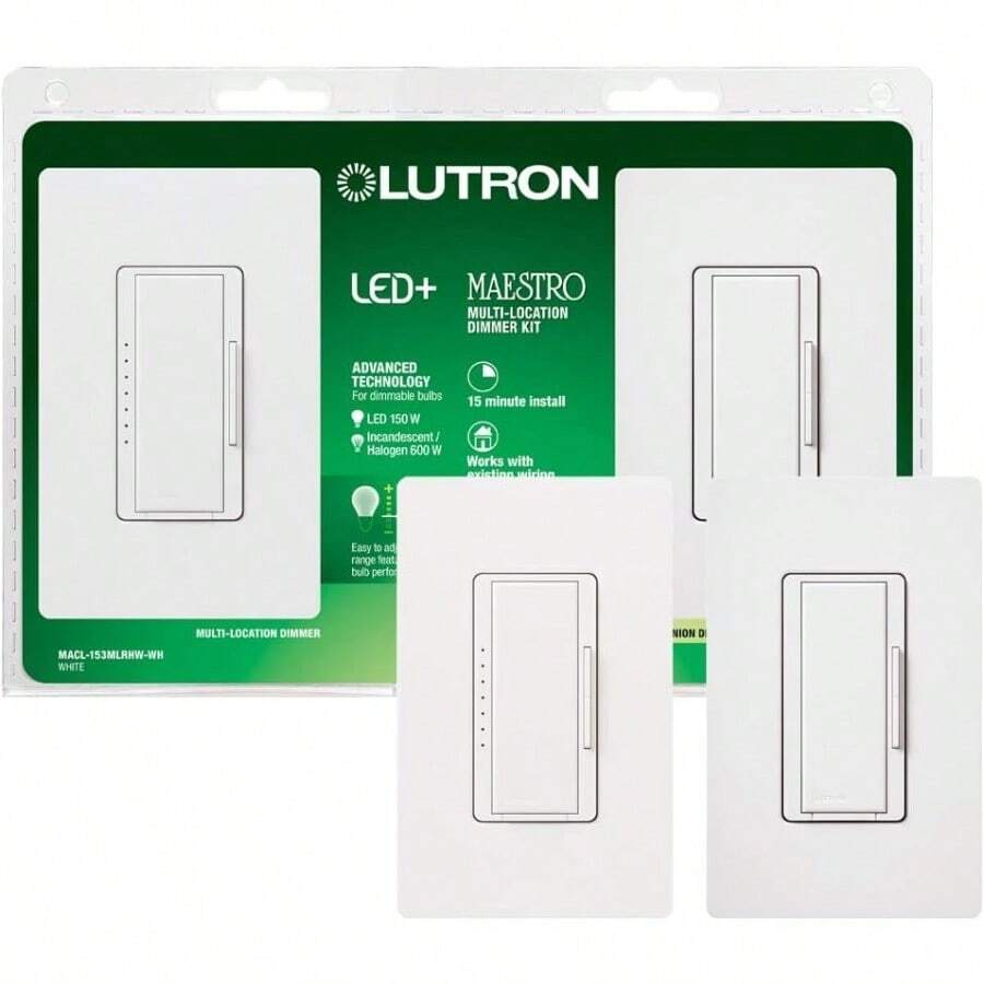 Lutron Maestro LED+ Digital Dimmer Kit MACL153MLRHW<Wbr >WH White