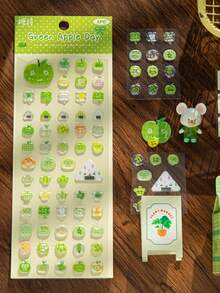 1pc/2pcs Random Korean Vintage Button Mini Strawberry Apple Epoxy Sticker Set, Cute Decorative Stickers For Scrapbooking/Planner