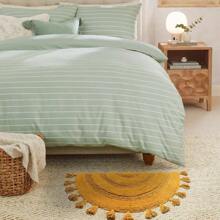 Half Circle Boho Rugs With Tassels 100 Cotton HandWoven Bath Rugs Non Slip Absorbent Crochet Rugs Machine Washable Boho Bath Mats For Floor Tub