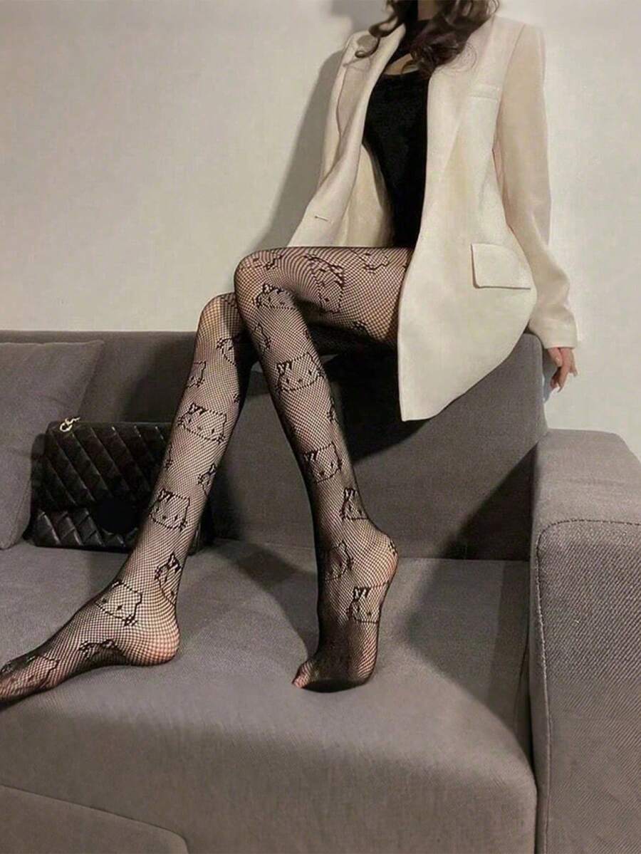 Sanrio Hello Kitty Sexy Black Pantyhose, Elastic And Sheer Fashion Stockings Suitable For Casual Wear, Fashion Accessories, Disco Party Fishnet Stockings, Hot Sweet Cool Style, Pantyhose, Party Dress Accessories, Christmas