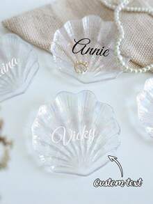 1pc Customized Jewelry Tray, Iridescent Shell Dish, Glass Plate, Crystal Jewelry Dish, Photography Prop, Creative & Exquisite, Customized Jewelry Tray - Multicolor - View 2