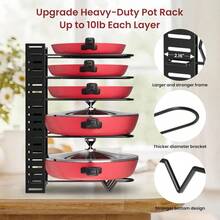 Heavy Duty Pots And Pans Organizer Under Cabinet: 8Tier Adjustable Pot And Pan Organizer Space Saving Pan Organizers Inside Cabinet 21" Kitchen Storage Pot Rack Organizer For Cast Iron Pangift - 16.5吋高 - 查看 3