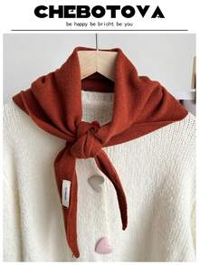 1PC Autumn Decorative Solid Color Wool Knit Triangle Scarf Women's Outerwear Fake Collar Decorative Air-Conditioned Room Scarf Fashion Shawl - Multicolor - View 24
