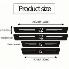 4pcs/Set Love Carbon Fiber Door Sill Protector - Scratch Crash Resistant, Easy Installation Anti-Slip Gripper, Elastic Installation, Door Protection Edge Protection, Suitable For All Cars, Durable Black Car Door Sill Cover, Fashion Auto Accessories