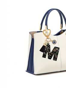 1pc Black Initial Keychain, Black Tassel Pendant, Evil Eye Fashion Keychain, Alphabet Keychain Backpack Charm, Keychain For Women And Girls, Exquisite And Small, Fashionable And Simple, Wallet And Handbag Accessories, Tassel Keychain, Alphabet Initials A-Z, Suitable For Commuting, Studying, Vacation