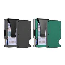 1 Or 2-Pack: RFID Blocking Slim Credit Card Holder Wallet For Men – Minimalist, Scratch-Resistant, With Removable Money Clip | Modern, Durable, Everyday Carry - 綠色和黑色 - 查看 2