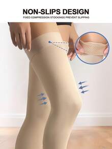 Calcetines altos hasta la rodilla para mujer con puntera abierta, compresión ligera de 15-20 mmHg, transpirables y suaves, con correa elástica antideslizante para adelgazar las piernas