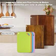 Muja Juego de 3 Tablas para Picar, Juego de Tablas para Picar Cocina con Soporte, Incluye 4 Piezas Alfombrillas para Cortar de Plástico Flexible, Perfectas Como Herramientas y Gadgets de Cocina - 1 - Ver 5