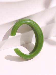 1pc Springtime Fresh Green Gradient Square & Circle Thick Resin Bracelet, Fashionable & Versatile Women's Jewelry, Personalized Gift - Multicolor - View 18