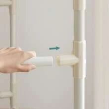 Portant à Vêtements Double Barre, Portemanteau, Penderie, Organisateur, en Métal, avec Étagère de Rangement à 2 Niveaux, Charge 70 kg, Montage Facile, Blanc - Blanc - Voir 5