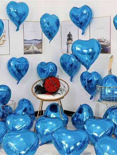 18-Inch Heart Shaped Foil Balloons, 10pcs/Pack, Heart Balloons Suitable For Birthday Party, Wedding, Engagement, Bridal Shower, Valentine's Day Decoration, Available In Gold, Silver, Pink, Blue, Red, Black, White, Purple