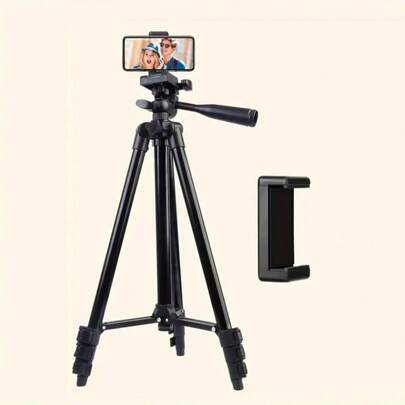 [Aluminum Tripod] Aluminum Alloy Mobile Phone Tripod | Portable Outdoor Mobile Phone Stand, Adjustable Height, Sturdy Tripod Base, Black | Ideal For Christmas Gifts, Holiday Offices, Parties, Photography, And Video Recording