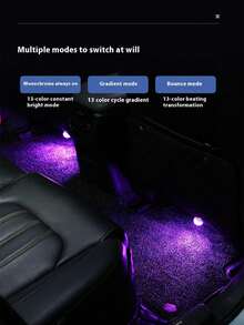 Reletech 8个GLANBERT新款汽车LED彩色氛围灯，带无线遥控器，LED装饰灯，底座灯，无需安装 - 彩色 - 查看 2