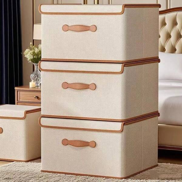 1pc Flip-Top Covered Storage Box, Household Clothes Organizer Box, Wardrobe Storage Container