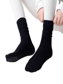 3 pares de meias femininas coloridas para ioga e dança, meias acolchoadas antiderrapantes, adequadas para pilates, ioga, balé, ginástica em ambientes fechados, hospital, uso em casa - Multicolorido - Ver 3