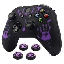Blood Handprint Controller Skin Cover Compatible With Xbox One Controller, RALAN 1 Controller Protector Case+4 Customised Thumb Grips Caps - Multicolor - View 3