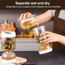 Large Capacity Pickle Jar ,Sealed Pickle Jar- Plastic Leak-Proof Pickling Storage Container With Dry-Wet Separation Design For Camping, Dining, And Refrigerator Use - Kitchen Essential Gadget - For Home Cooks & Food Enthusiasts - Perfect For Pickling & Storing Vegetables, Home Decor, Party & Christmas Storage